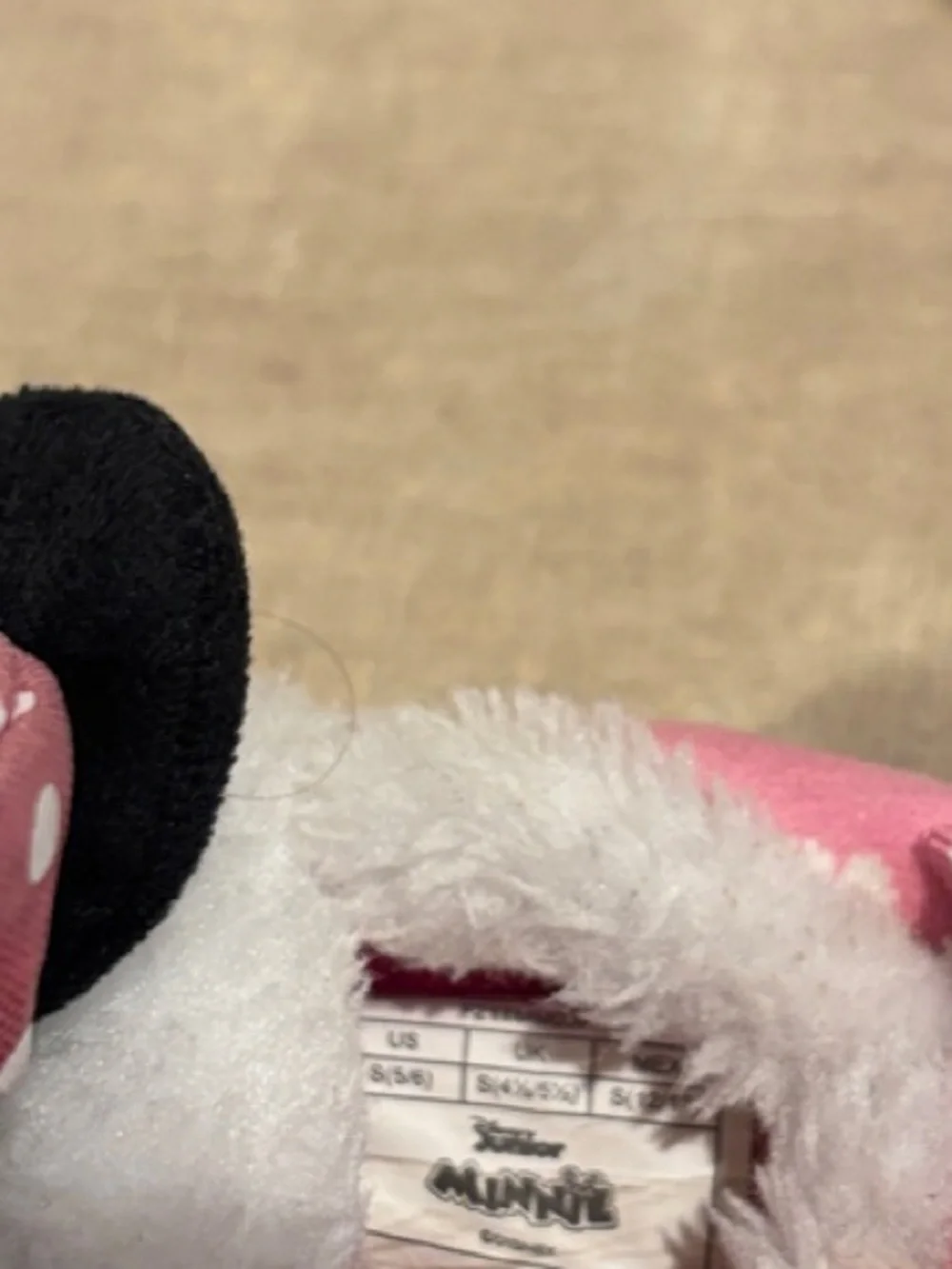 Girls Pink Minnie Mouse Plush Slip-On Slippers